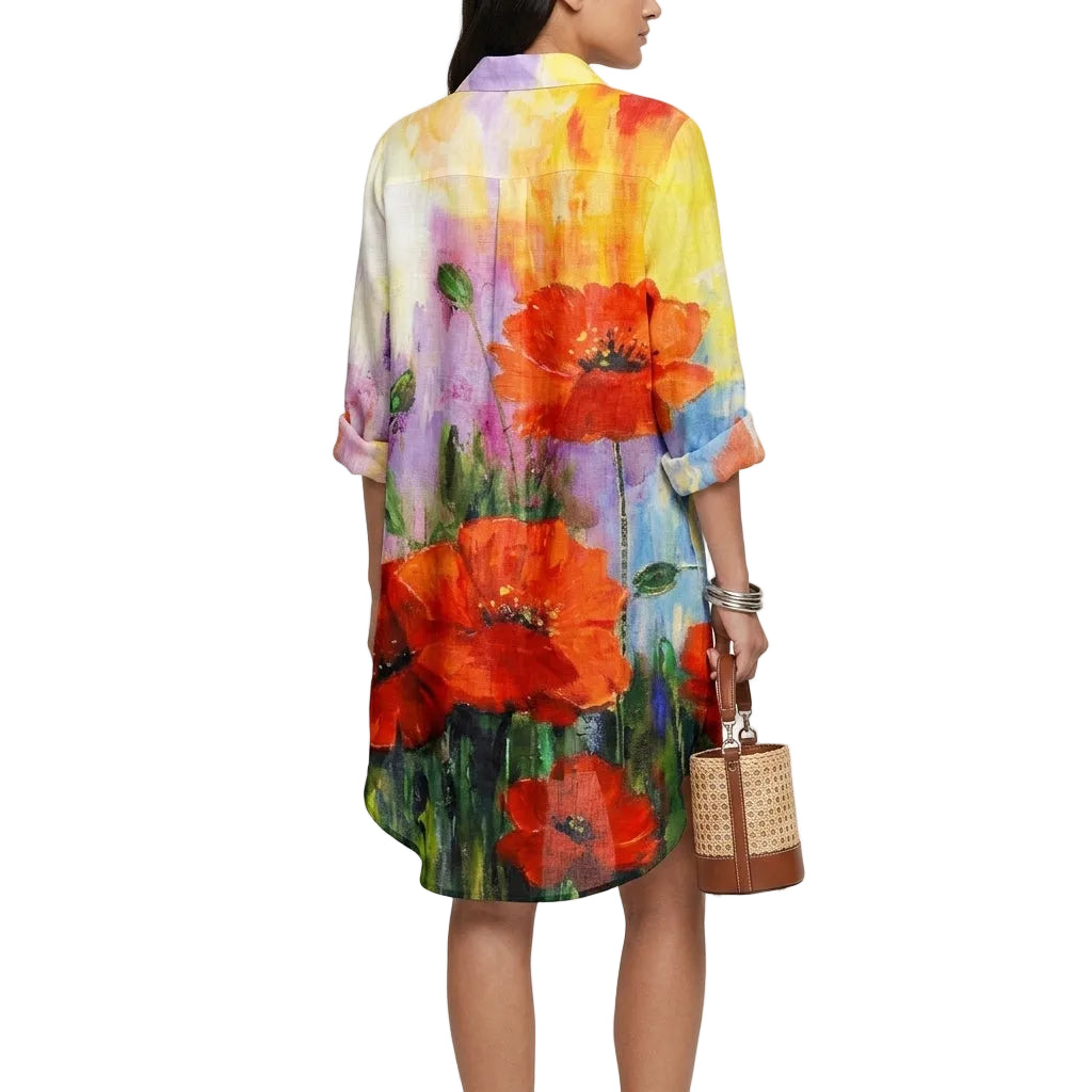 MAELYN V-Neck Vintage Midi Dress