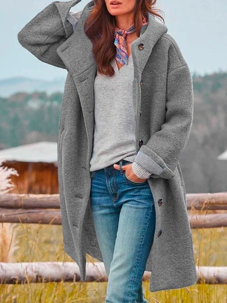 CLARA Single Breasted Polyester Coat