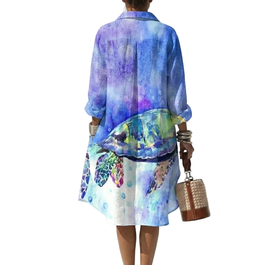 MAELYN V-Neck Vintage Midi Dress