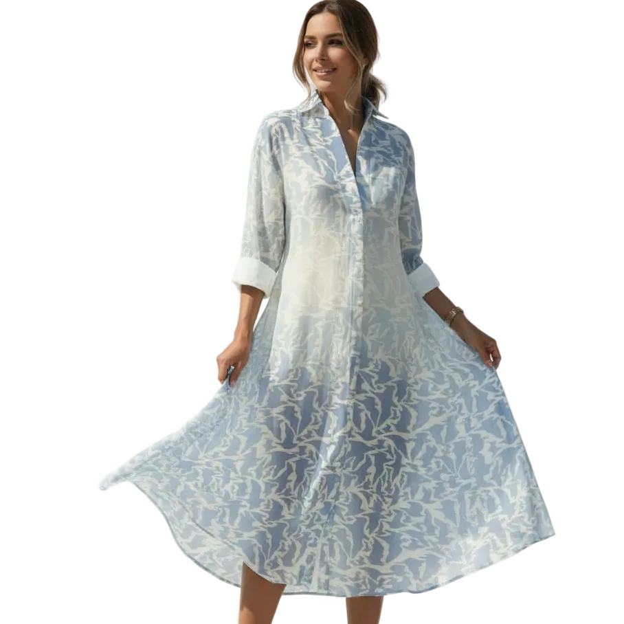 MAELYN V-Neck Vintage Midi Dress