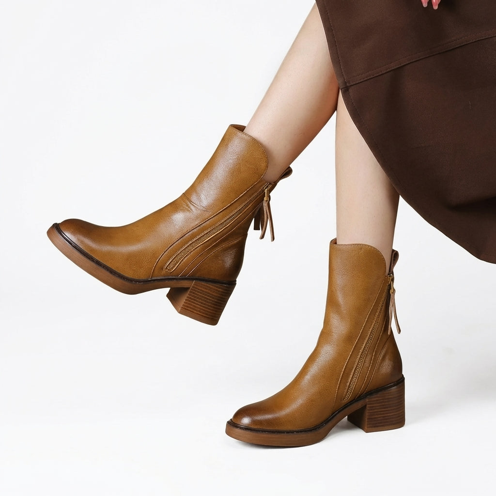 CAROLINE Leather Ankle Boots