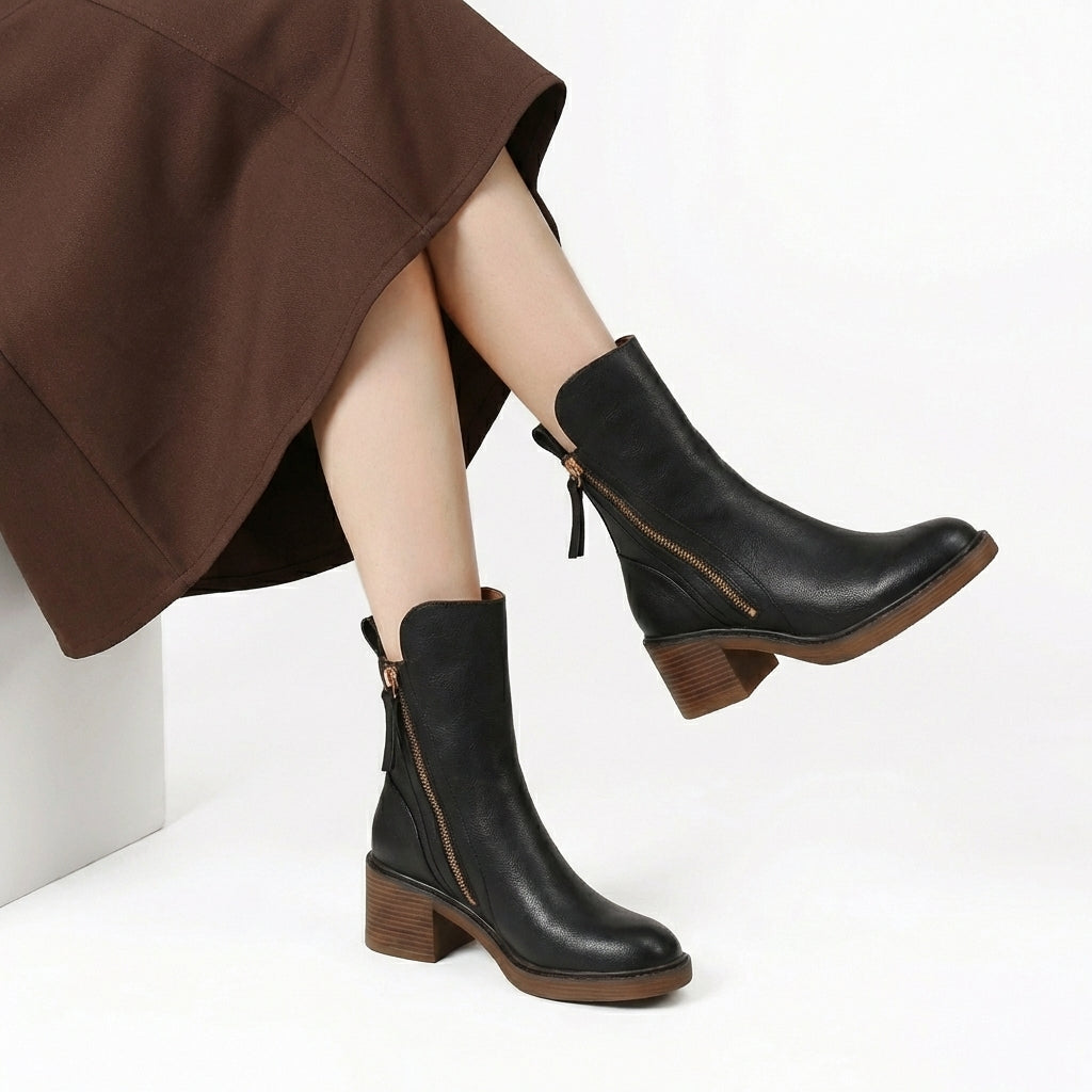 CAROLINE Leather Ankle Boots