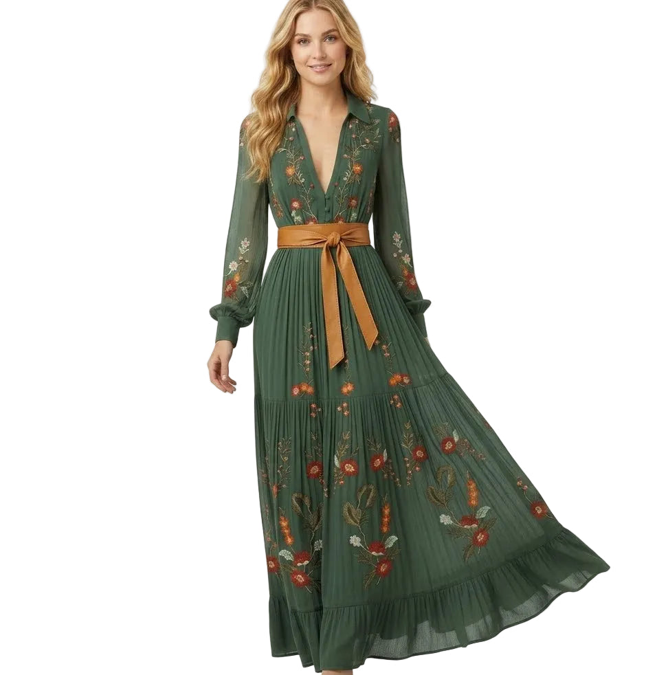 SIENNA Floral V Neck Midi Dress