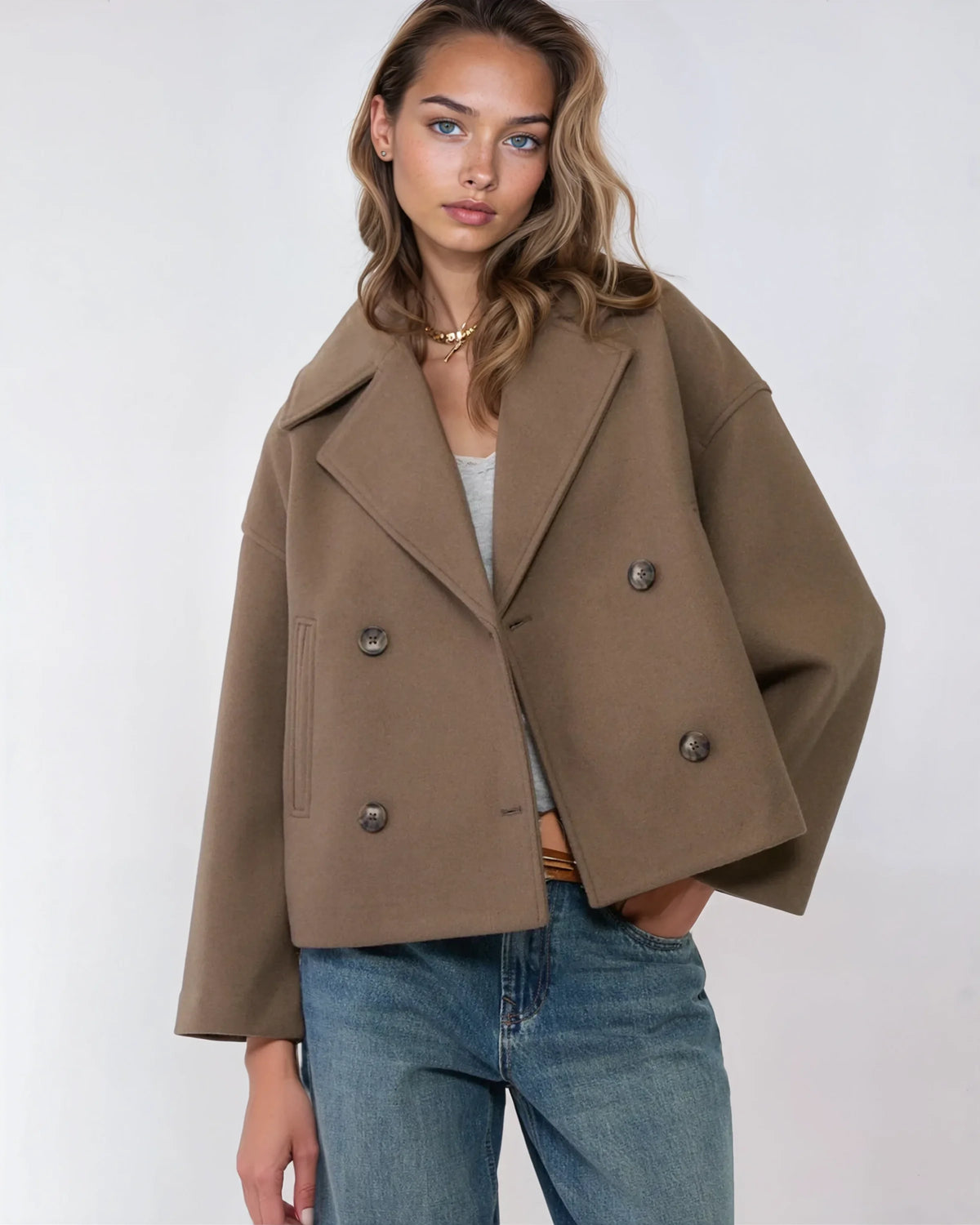 OLIVIA Double Breasted Wide Fit Jacket